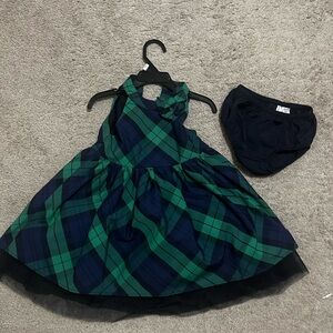 Plaid Green and Blue Kids Costume Dress